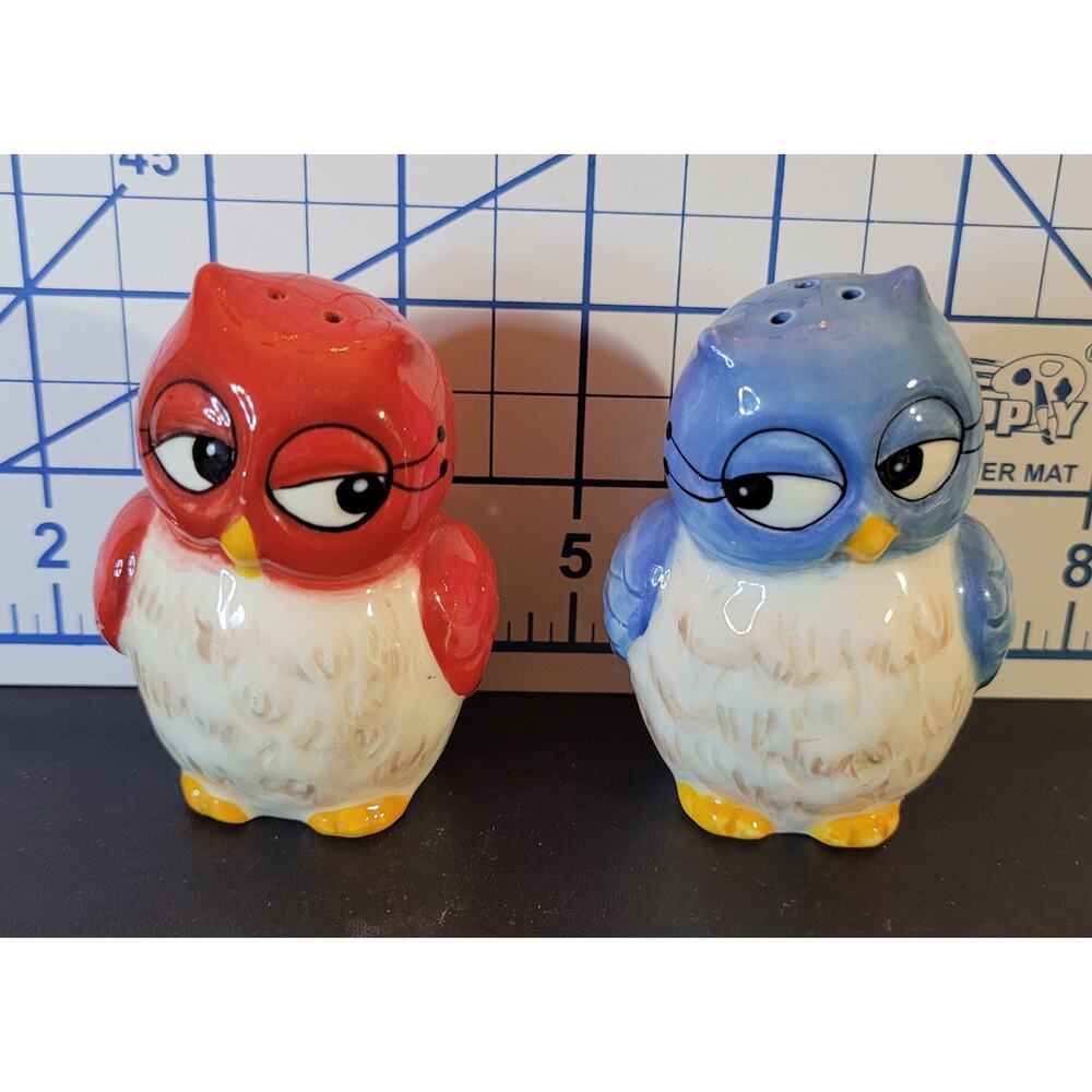 Owl Lovebirds Salt and Pepper Shakers by Lauri Furnell, 3" tall